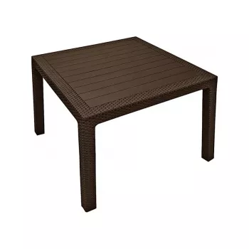 Keter Melody Quartet Garden Table Brown Rectangular Outdoor Dining Table for 6 Persons