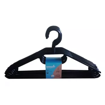 KEEEPER Arvid Plastic Clothes Hangers, 10-Pack, 40 x 22 x 6.2 cm, Black