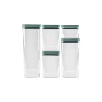 CURVER Kara Dry Food Storage Container Set 0.5L + 2x1.2L + 1.8L + 2.4L, Transparent/Petrol, 6-Piece, Airtight, Stackable, BPA-Free