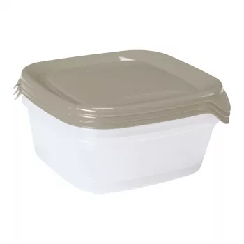 CURVER Fresh&Go 3-Piece Square Storage Container Set 0.8L Beige