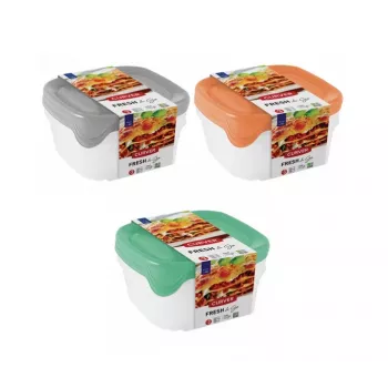 Curver Fresh & Go Storage Bowl Set of 3, 0.8 L Each, Rectangular, Airtight Lids, Assorted Colours, BPA-Free