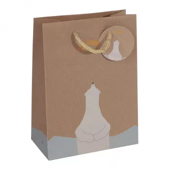 SIGEL GT050 Gift Bags, Polar Bear with Shooting Stars Motif, 17 x 23 cm, 5-Pack, Paper, Cord Handles, FSC-Certified