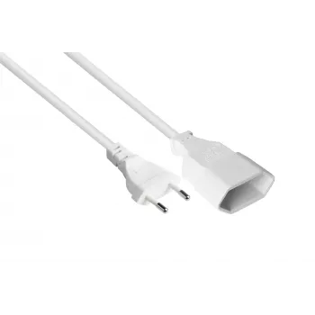 KABELMEISTER Euro Extension Cable Euro Plug Type C to Euro Socket, White, 0.75mm², 2m