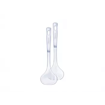 LEIFHEIT Sterling Salad Servers, Stainless Steel with Black Plastic Handles, 2-Piece Set, Dishwasher-Safe