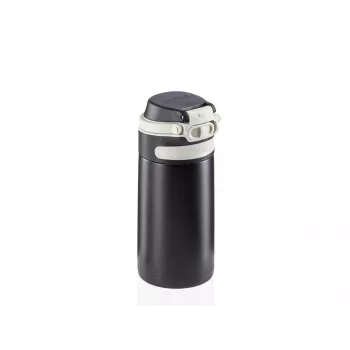 LEIFHEIT Thermo Mug Flip 350 ml Black Vacuum-Insulated Travel Mug with Flip-Top Lid