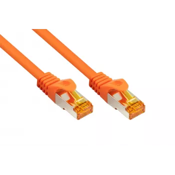 KABELMEISTER Cat.7 RJ45 Patch Cable, S/FTP, 10 Gbps, TPE Jacket, Halogen-Free, Orange, 0.15 m