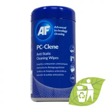 AF APCC100 ECO PC-Clene Universal Cleaning Wipes for Workstations, 100 Wipes, Antistatic, Alcohol-Free, Lint-Free