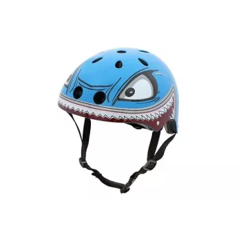 Hornit Shark Children's Bike Helmet with LED Light, Blue/Grey, 48-53 cm