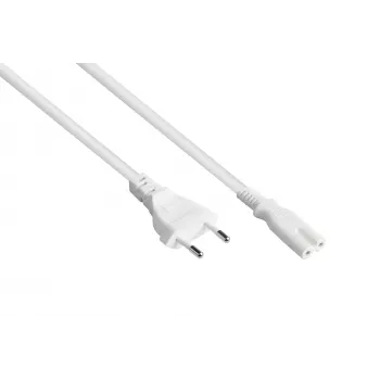 Kabelmeister Euro Power Cable Euro Plug Type-C to IEC C7 Figure-8 Female, White, 0.75mm², 3m