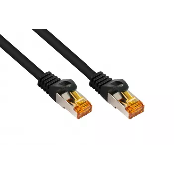 Kabelmeister Cat.7 S/FTP Patch Cable, RJ45, TPE Jacket, Halogen-Free, Black, 0.25 m