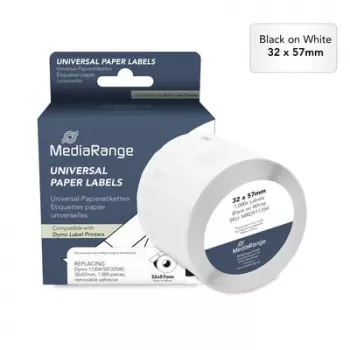MediaRange universal paper labels, replacement for Dymo 11354/S0722540, 32 x 57 mm, 1000 pcs, removable, black on white (MRDY11354)