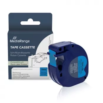 MediaRange Label Tape Cassette for Dymo D1 91225/S0721700 12mm x 4m Black on Blue