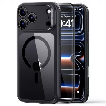ESR Classic Hybrid MagSafe & Tempered Glass Case for iPhone 17 Pro Max / 18 Pro Max – Transparent with Black Frame