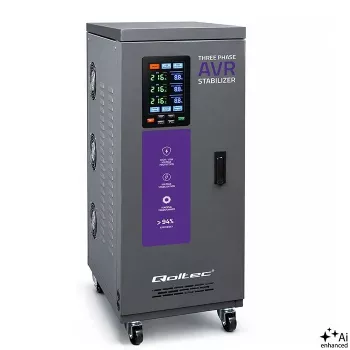 Qoltec 20kVA Three-Phase Servomotor Voltage Stabilizer AVR with LCD, ±3% Accuracy, Expert Line
