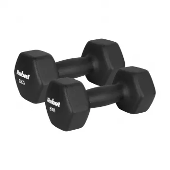 REBEL ACTIVE Cast Iron Neoprene Dumbbell Set 2x8kg, Dark Grey