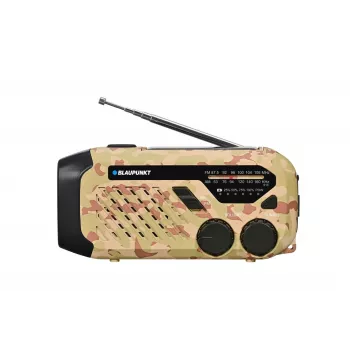 Blaupunkt ER10DC Emergency Radio with Solar, Crank, Power Bank, LED Torch, SOS Siren, AM/FM, Desert Camouflage