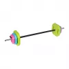 REBEL RBA-2336 20 kg Barbell Set with Bitumen Weight Plates, 140 cm Bar, Spinlock Collars, Black
