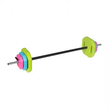 REBEL RBA-2336 20 kg Barbell Set with Bitumen Weight Plates, 140 cm Bar, Spinlock Collars, Black