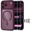 TECH-PROTECT MagOne MagSafe Case with Tempered Glass Screen Protector 2-Pack for iPhone 17 Pro Max / 18 Pro Max – Dark Cherry/Transparent