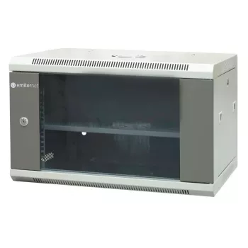EMITER EM/AP6406 19-Inch 6U wall-mounted network cabinet, 600x450x370 mm, tempered glass door, steel, black