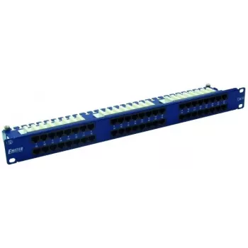 EMITERNET 48-port RJ45 UTP Cat.6 patch panel 1U with cable management bar, blue