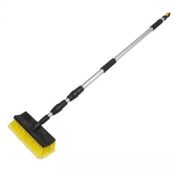 Bradas ESQ2356 Scrub Brush Head with Hard PP Bristles for Heavy-Duty Cleaning, Green/Black, Screw Handle