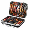 NEO TOOLS 25-Piece electrician's tool case set, VDE-insulated hand tools with voltage tester, wire stripper, pliers, screwdrivers and accessories in a sturdy plastic case