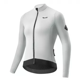 ROCKBROS YDWT006 TVI Women's Cycling Jacket - Windproof Water-Repellent Thermal Fleece Lined, White-Grey, Size S