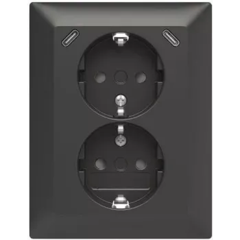 ABB Safety+ USB double socket with 2x USB-C, 15W, flush-mounted, polar white 2TKA00006192