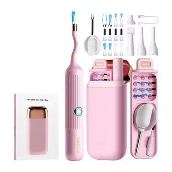 BEBIRD EarSight Plus Pink 5MP Wi-Fi otoscope with 6-Axis gyroscope, IP67 lens, USB-C