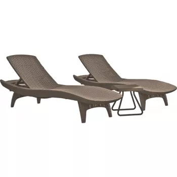 KETER Sun Lounger Set 2 Pieces + Table Pacific Beige