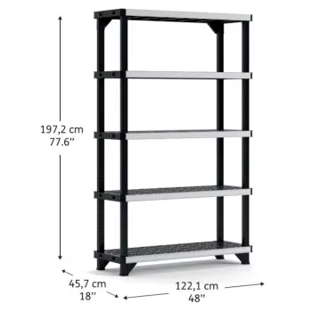 KETER 5-tier Shelf Fused 122.1x45.7x197.2cm Black