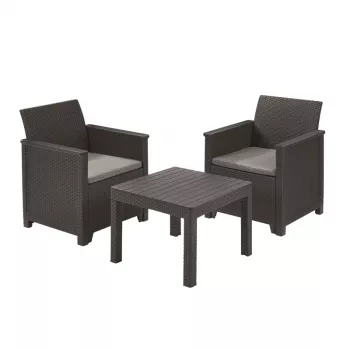 KETER Elodie Balcony Garden Furniture Set with Classic Table Grey