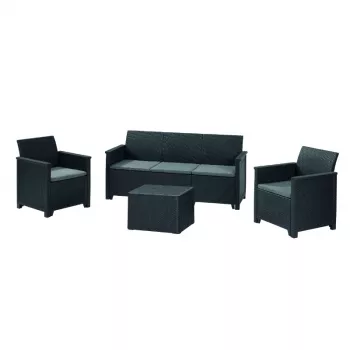 KETER Garden furniture set Elodie 5 Seater with table/storage box grey