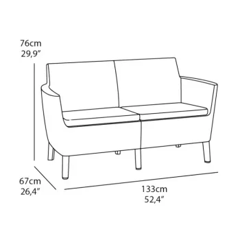 KETER Salemo 2-Seater Sofa Brown