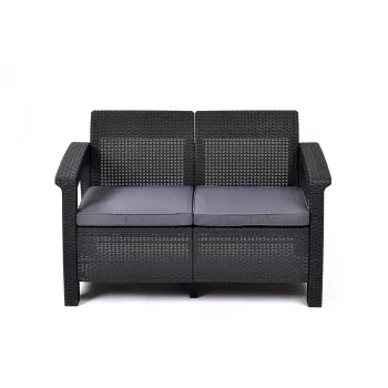 KETER Corfu Love Seat Garden Sofa Double Grey