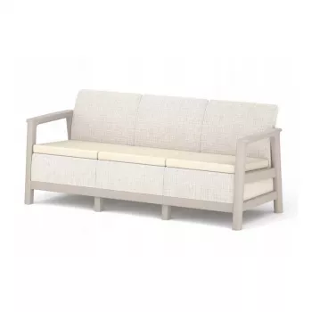 KETER Scandi Linea 3-Seater Garden Sofa Pebble Grey/Light Beige