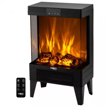 NEO TOOLS 90-159 electric fireplace 2000W with 3D LED flame effect, black