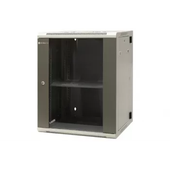 EMITER EM/AH6515 15U wall-mounted network cabinet 600x550x770 mm, toughened glass door, black