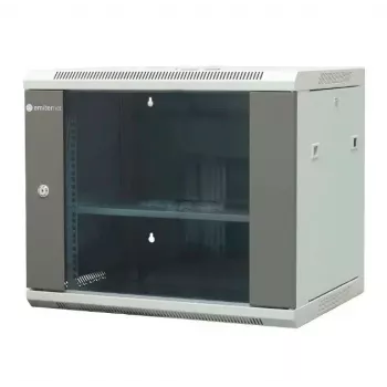 EMITER EM/AP6409 9U wall-mounted network cabinet 19-inch 600x450x500 mm grey, toughened glass door, lockable