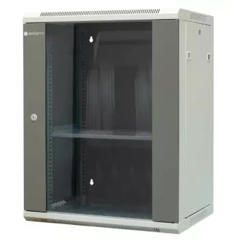 EMITERNET EM/AP6415 15U wall-mounted network cabinet with toughened glass door, 600x450x770 mm, black