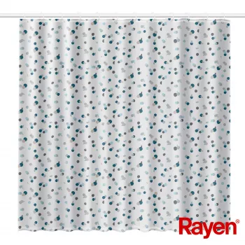 RAYEN Shower Curtain 180x200cm White/Blue, Polyester