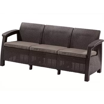 KETER Corfu Love Seat Max brown three-seater garden sofa