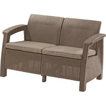 KETER Corfu Love Seat Double Garden Sofa Beige