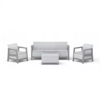 KETER Garden furniture set Scandi Linea 3 Seater Set light grey/dark steel grey