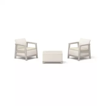KETER Scandi Linea Garden Furniture Set Balcony Set Pebble Grey/Light Beige