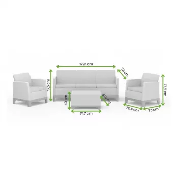 KETER Scandi Forma Garden Furniture Set 3-Seater Set Light Grey/Dark Steel Grey