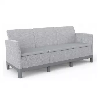 KETER Scandi Form Two-Seater Garden Sofa 3-Seater Sofa Light Grey/Dark Steel Grey