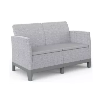 KETER Scandi Form Two-Seater Garden Sofa 2-Seater Sofa Light Grey/Dark Steel Grey