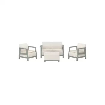 KETER Scandi Linea Garden Furniture Set 2-Seater Set Pebble Grey/Sage Green Stone Tone